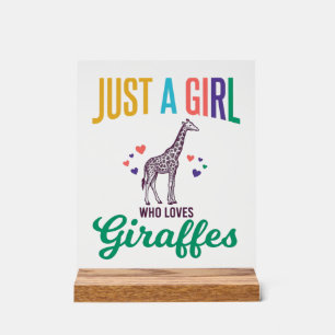 Nur ein Mädchen, das Giraffen liebt, Vintage-Vekto Acrylschild