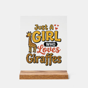 Nur ein Mädchen, das Giraffen liebt, Vintage-Vekto Acrylschild