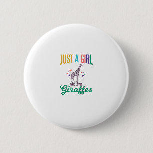 Nur ein Mädchen, das Giraffen liebt, Vintage-Vekto Button