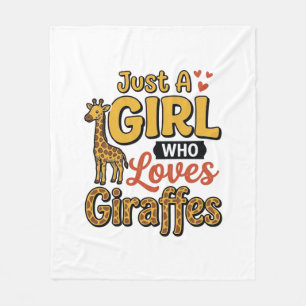 Nur ein Mädchen, das Giraffen liebt, Vintage-Vekto Fleecedecke