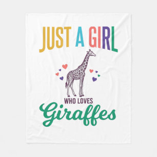 Nur ein Mädchen, das Giraffen liebt, Vintage-Vekto Fleecedecke