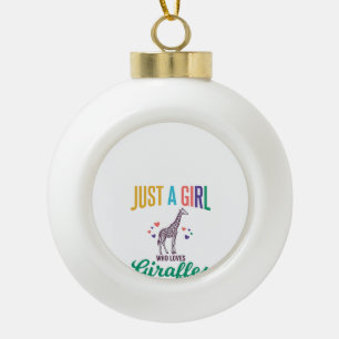 Nur ein Mädchen, das Giraffen liebt, Vintage-Vekto Keramik Kugel-Ornament