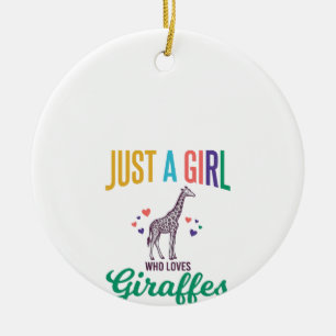 Nur ein Mädchen, das Giraffen liebt, Vintage-Vekto Keramik Ornament
