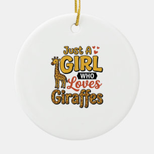 Nur ein Mädchen, das Giraffen liebt, Vintage-Vekto Keramik Ornament