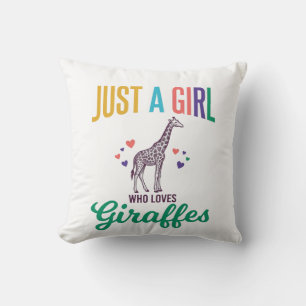 Nur ein Mädchen, das Giraffen liebt, Vintage-Vekto Kissen