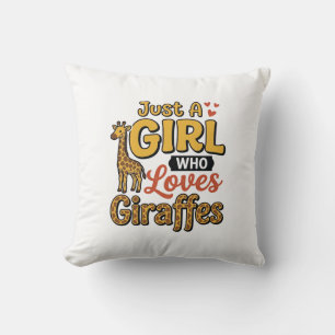 Nur ein Mädchen, das Giraffen liebt, Vintage-Vekto Kissen