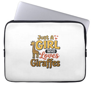 Nur ein Mädchen, das Giraffen liebt, Vintage-Vekto Laptopschutzhülle