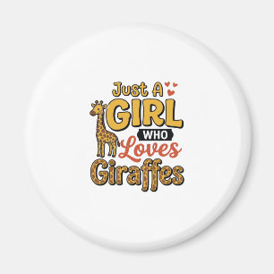 Nur ein Mädchen, das Giraffen liebt, Vintage-Vekto Magnet
