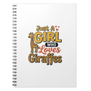 Nur ein Mädchen, das Giraffen liebt, Vintage-Vekto Notizblock