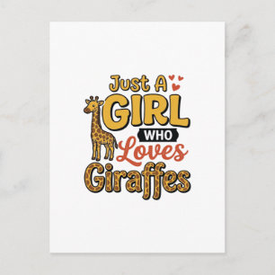 Nur ein Mädchen, das Giraffen liebt, Vintage-Vekto Postkarte