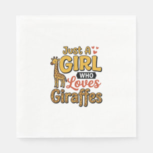 Nur ein Mädchen, das Giraffen liebt, Vintage-Vekto Serviette