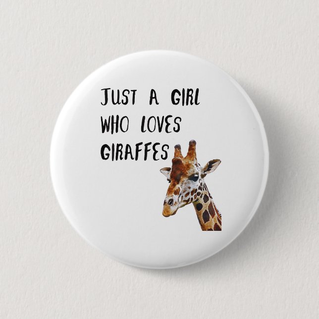 Nur ein Mädchen, das Giraffen Süße Tier Giraffe Li Button (Vorderseite)