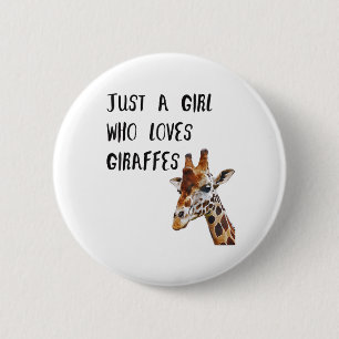 Nur ein Mädchen, das Giraffen Süße Tier Giraffe Li Button
