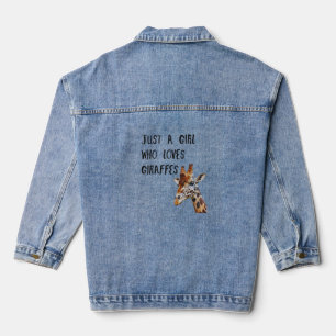 Nur ein Mädchen, das Giraffen Süße Tier Giraffe Li Jeansjacke