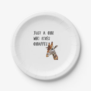 Nur ein Mädchen, das Giraffen Süße Tier Giraffe Li Pappteller