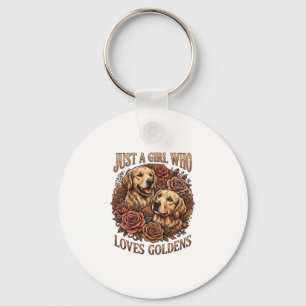 Nur ein Mädchen, das Golden Dogs Roses_1 liebt Schlüsselanhänger