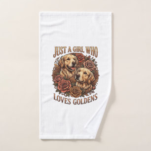 Nur ein Mädchen, das Golden Retriever-Hund-Rosen l Handtuch