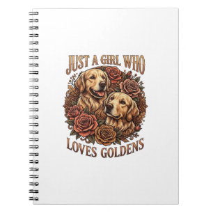 Nur ein Mädchen, das Golden Retriever-Hund Rosen l Notizblock