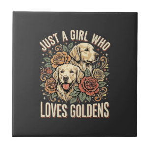 Nur ein Mädchen, das Golden Retriever liebt Fliese