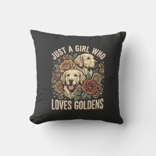 Nur ein Mädchen, das Golden Retriever liebt Kissen