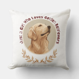Nur ein Mädchen das Golden Retriever liebt Kissen