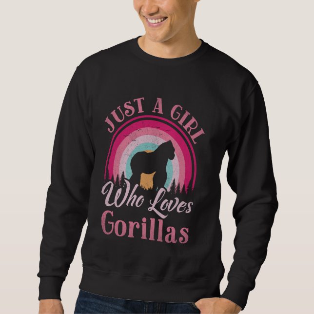 Nur ein Mädchen, das Gorillas Frauen Mädchen Vinta Sweatshirt (Vorderseite)