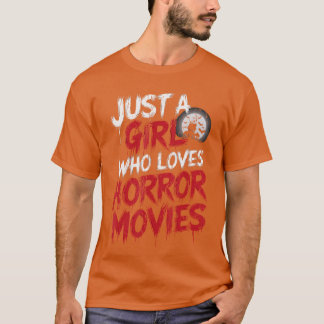 Nur ein Mädchen, das Gruselkinos liebt Gruselige V T-Shirt