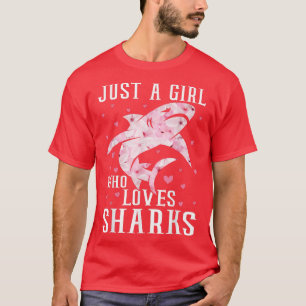 Nur ein Mädchen, das Haie im Retro-Stil Vintage li T-Shirt