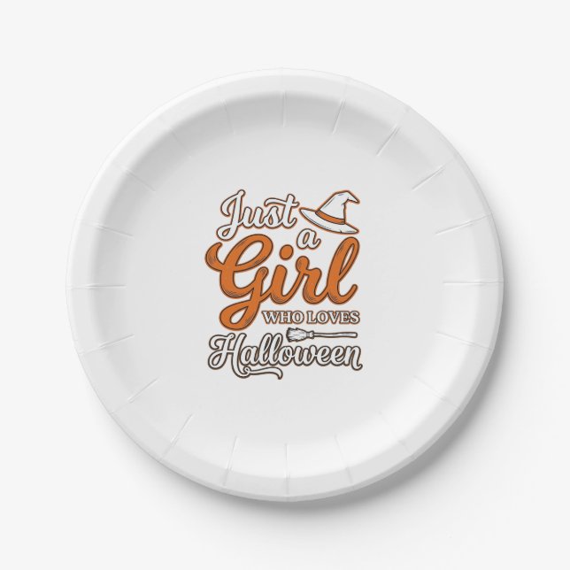 Nur ein Mädchen, das Halloween liebt Vektordesign_ Pappteller (Vorderseite)