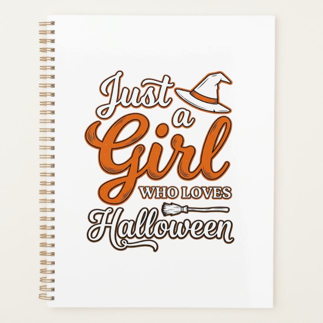 Nur ein Mädchen, das Halloween liebt Vektordesign_ Planer (Vorderseite)