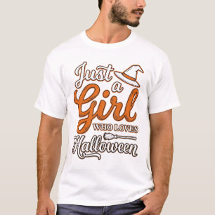 Nur ein Mädchen, das Halloween liebt Vektordesign_ T-Shirt