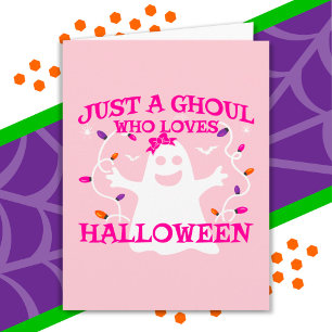 Nur ein Mädchen, das Halloween Niedliches rosa Ges Karte