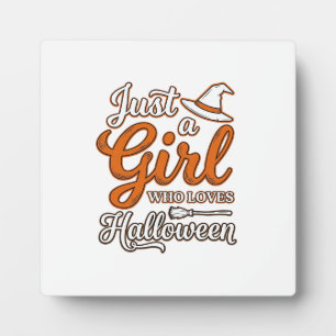 Nur ein Mädchen, das Halloween-Vektordesign liebt_ Fotoplatte