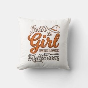 Nur ein Mädchen, das Halloween-Vektordesign liebt_ Kissen