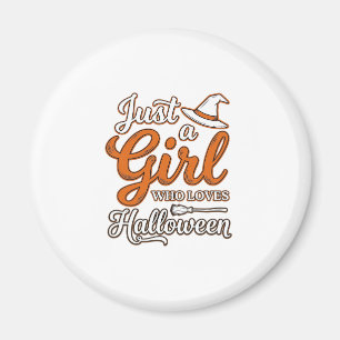 Nur ein Mädchen, das Halloween-Vektordesign liebt_ Magnet