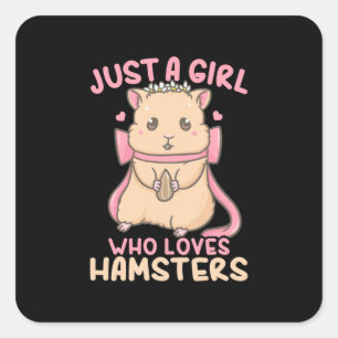 Nur ein Mädchen, das Hamster Liebe Quadratischer Aufkleber