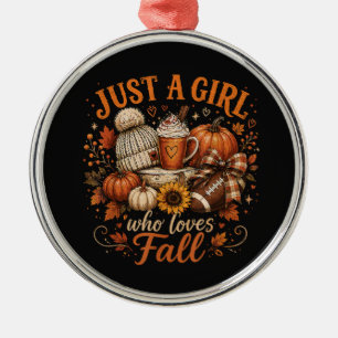 Nur ein Mädchen, das Herbst-Fußball-Kürbisgewürz l Ornament Aus Metall