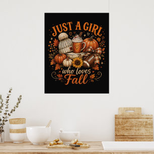 Nur ein Mädchen, das Herbst-Fußball-Kürbisgewürz l Poster