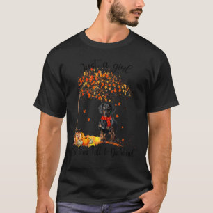 Nur ein Mädchen, das Herbst und Dachshund-Kürbis l T-Shirt