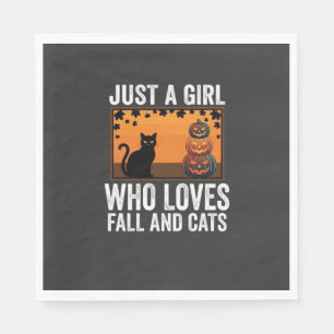 Nur ein Mädchen, das Herbst und Katzen liebt_1 Serviette
