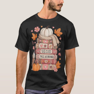 Nur ein Mädchen, das Herbstbuch Herbstlesen mag T-Shirt