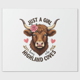 Nur ein Mädchen, das Highland-Kühe liebt, Vintage- Geschenkpapier