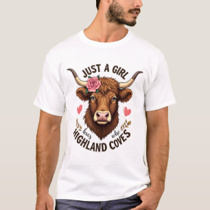 Nur ein Mädchen, das Highland-Kühe liebt, Vintage- T-Shirt