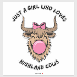 Nur ein Mädchen, das Highland-Kühe Schottland lieb Aufkleber
