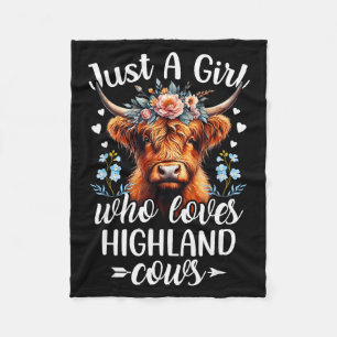 Nur ein Mädchen, das Highland-Rinder liebt Schotti Fleecedecke