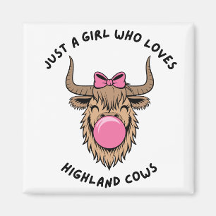 Nur ein Mädchen, das Highland-Rinder Schottland li Magnet