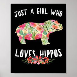 Nur ein Mädchen, das Hippos Floral Hippopotamus Li Poster