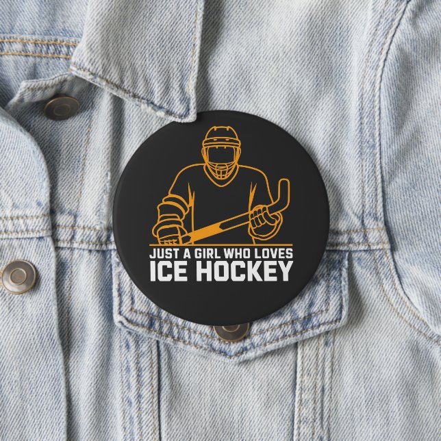 Nur ein Mädchen, das Hockey Ice Hockey Funny Liebe Button (Beispiel)