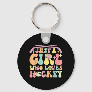 Nur ein Mädchen, das Hockey liebt, Groovy Hockey M Schlüsselanhänger