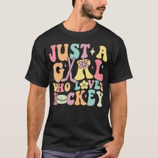 Nur ein Mädchen, das Hockey liebt, groovy Hockey-M T-Shirt